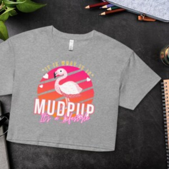 MUDPUPs Pink Flamingo Custom Crop Top Miami Beach Shirt Surf Shirt - Picture 5 of 10
